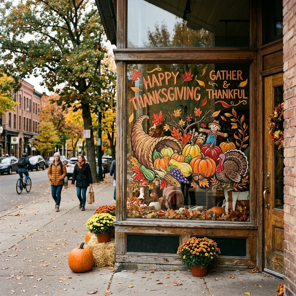 Thanksgiving Window Painting Ideas for Local Businesses